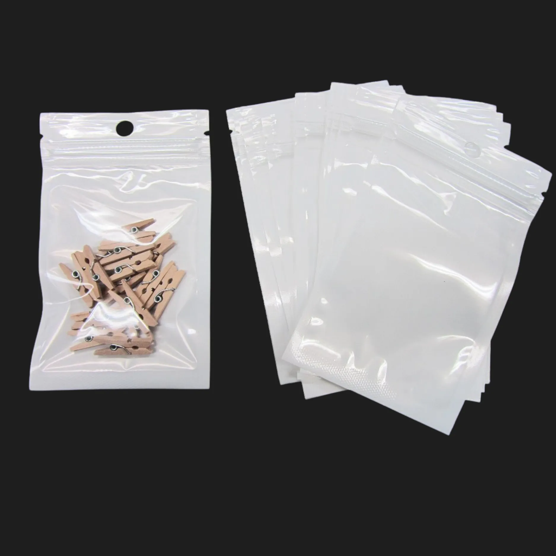Clear and White Mylar Bags