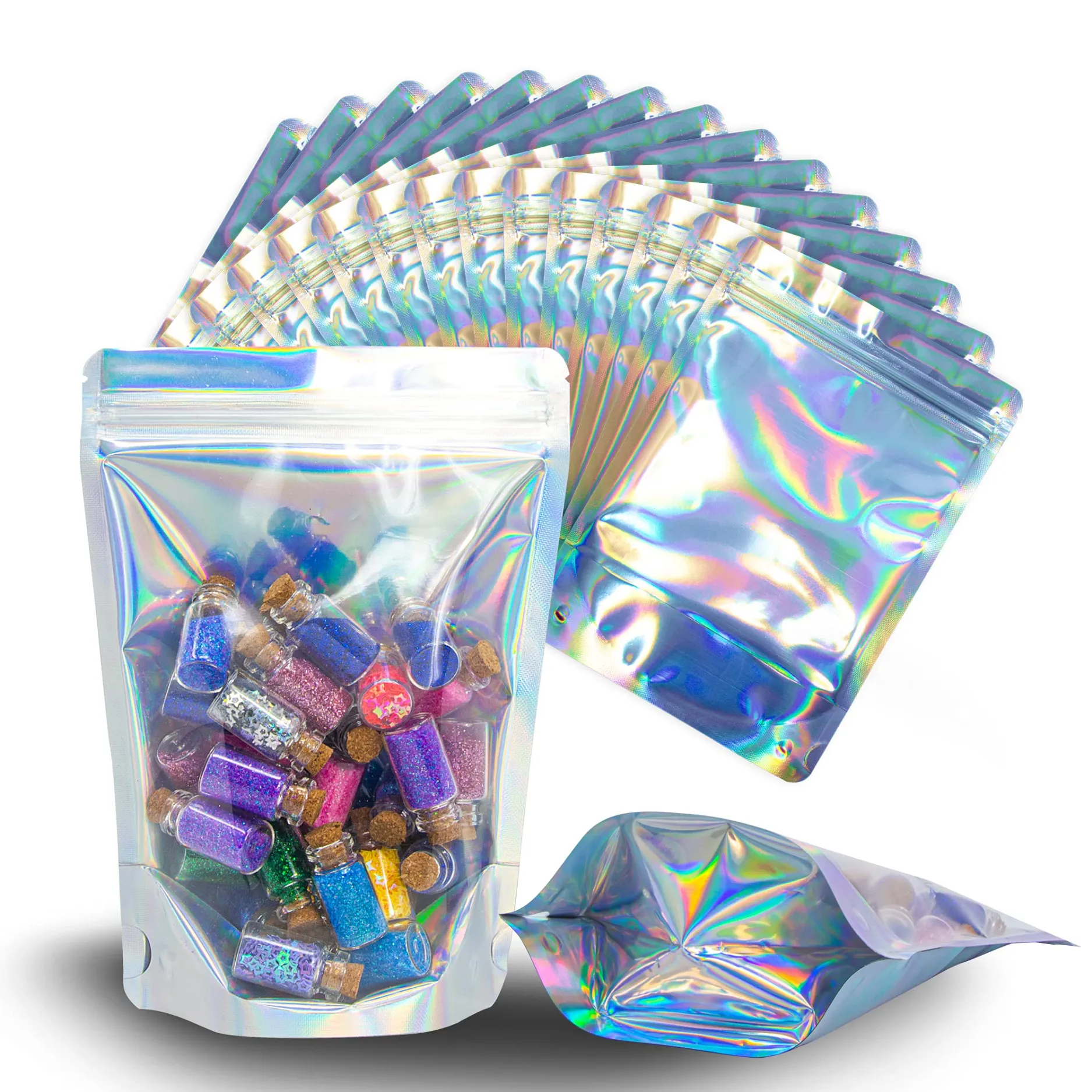 Clear and White Mylar Bags